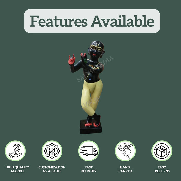 Black Marble Iskcon Krishna Statue (12 - 30 Inch) 1
