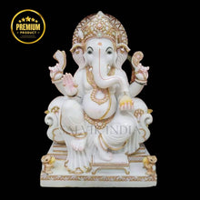 Premium White Marble Ganesh Sculpture
