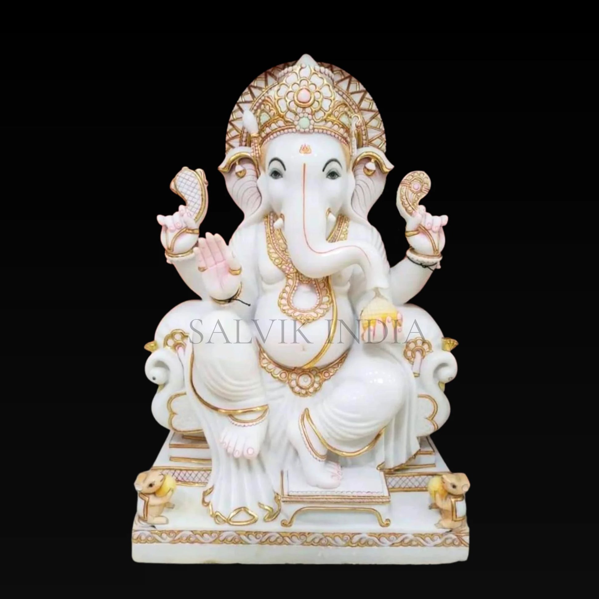 Premium White Marble Ganesh Sculpture