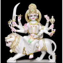 Marble Maa Sherawali Statue – Traditional Handcrafted Lion Design