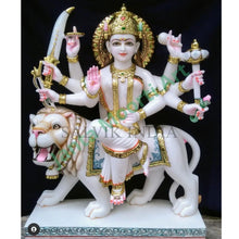 Marble Maa Durga Statue – Handcrafted White Marble Goddess