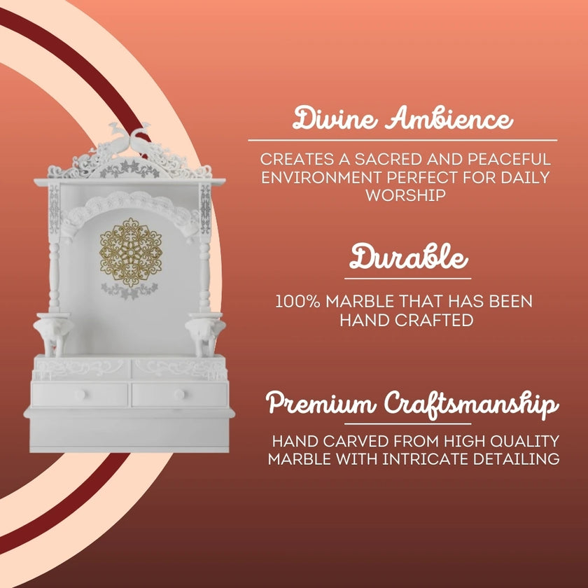 Marble Mandir for Pooja Room – Elegant Handcrafted Marble Temple Design