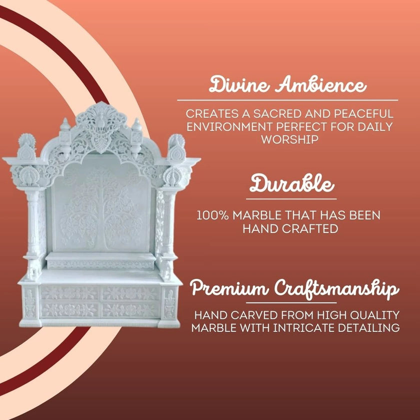 Marble Temple for House – Premium Handcrafted Makrana Marble Mandir