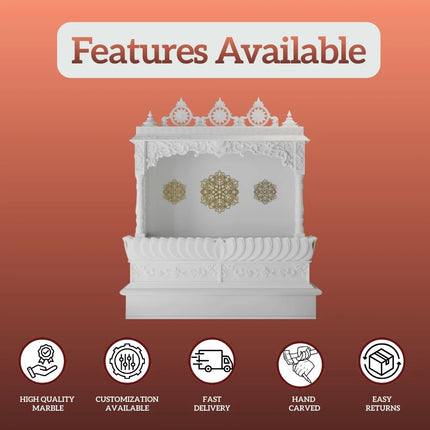 White Marble Home Temple – Elegant Handcrafted Pooja Mandir Design