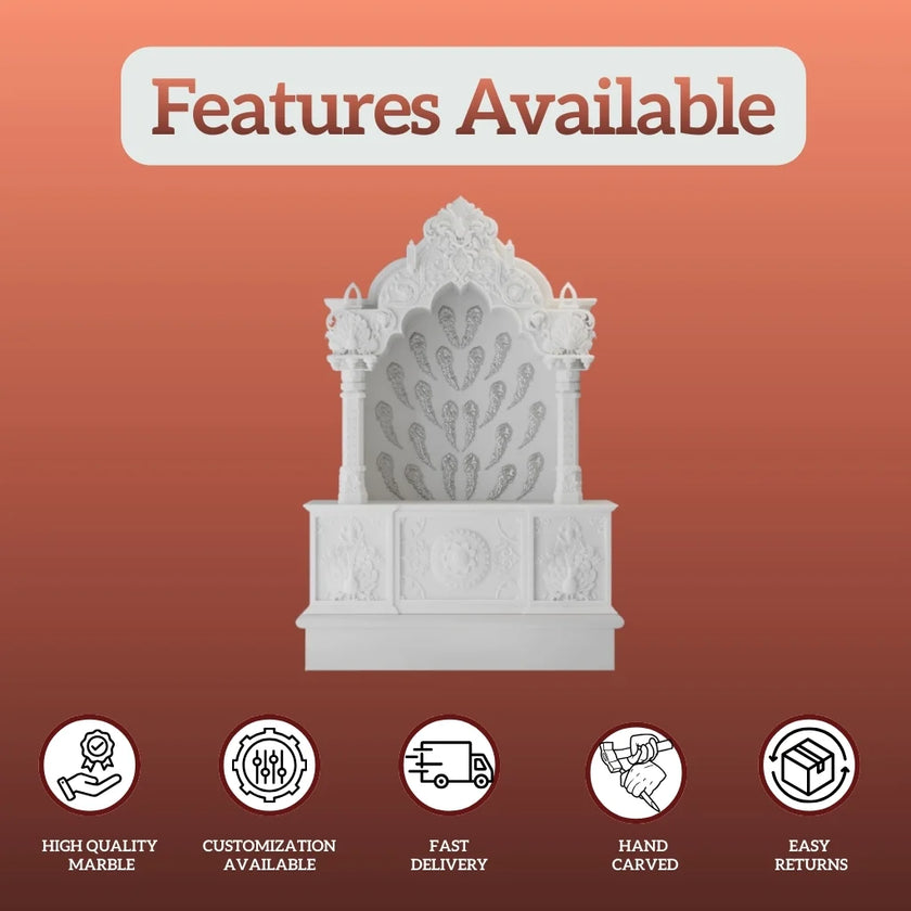 Marble Mandir for Home – Elegant Handcrafted Makrana Marble Temple