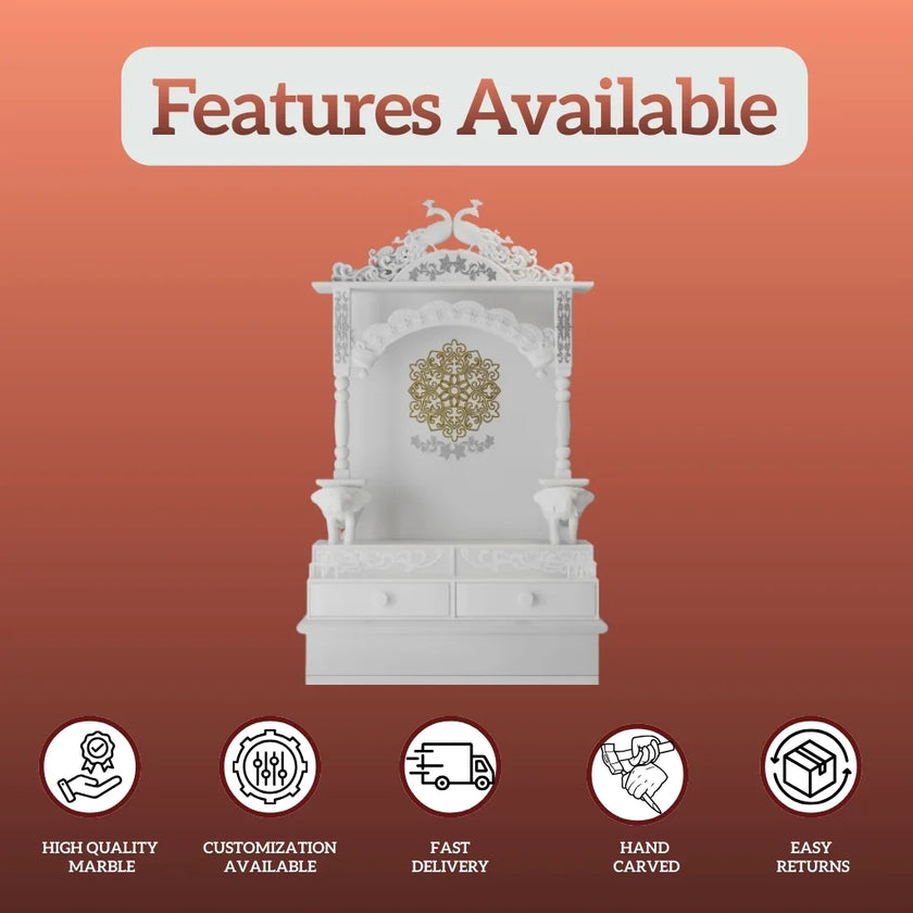 Marble Mandir for Pooja Room – Elegant Handcrafted Marble Temple Design