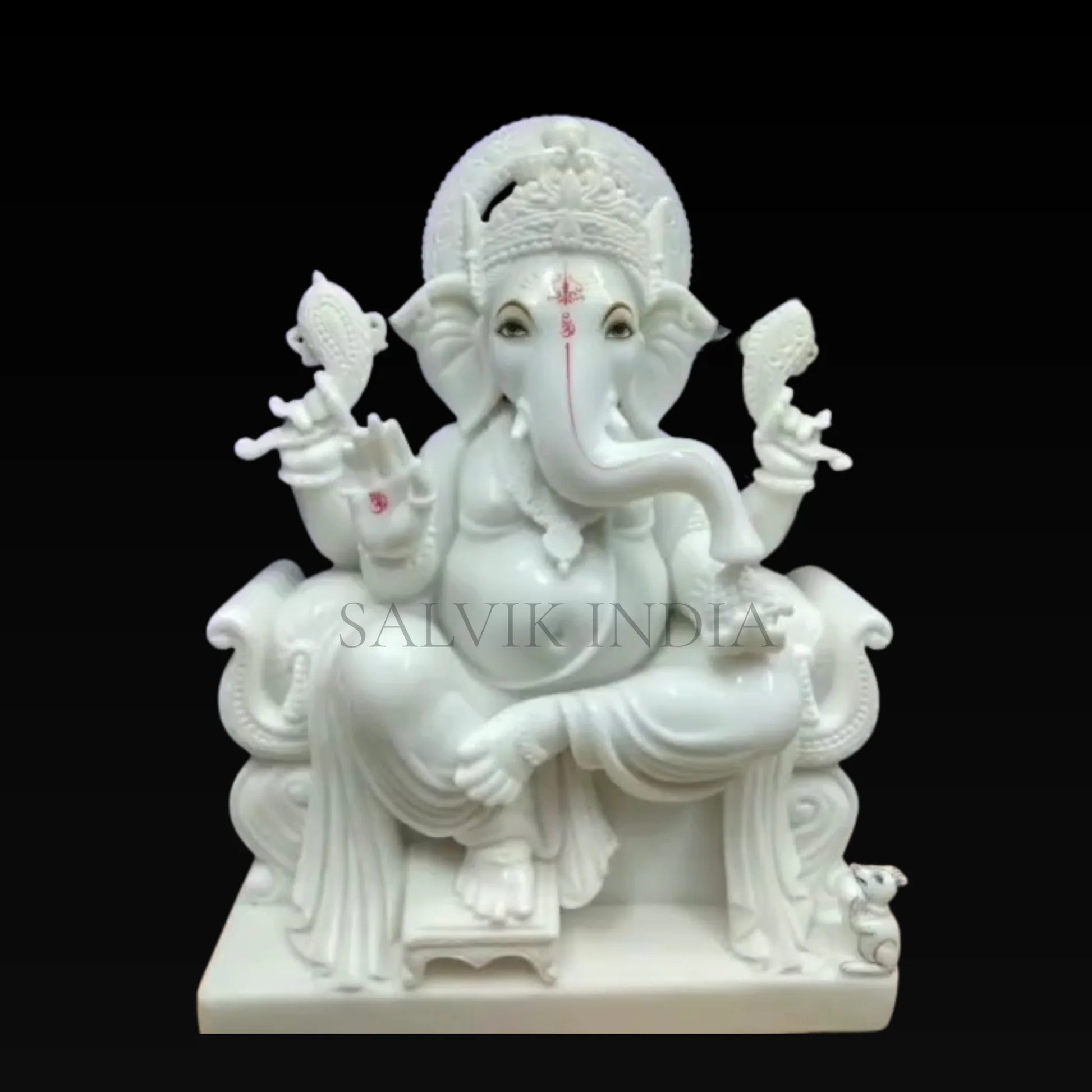 Ganpati Murti Marble – Handcrafted White Marble Ganesh Idol for Home and Temple