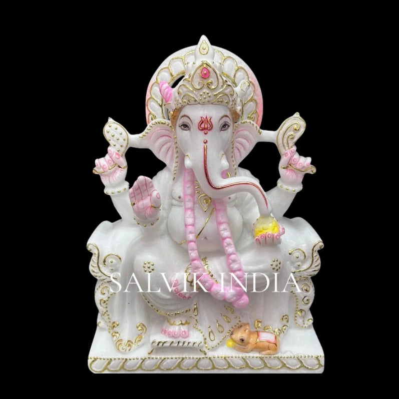 Gajanan marble murti - White Marble Statue for Home Temple 