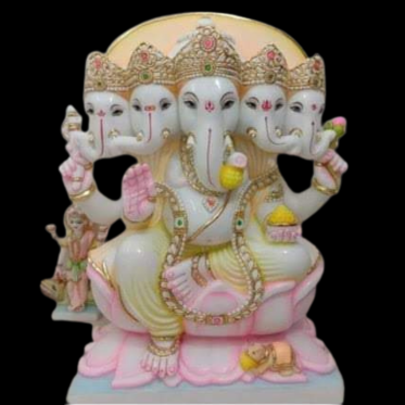 Panchmukhi Ganesha Marble Murti – Divine Five-Faced Ganesh Idol