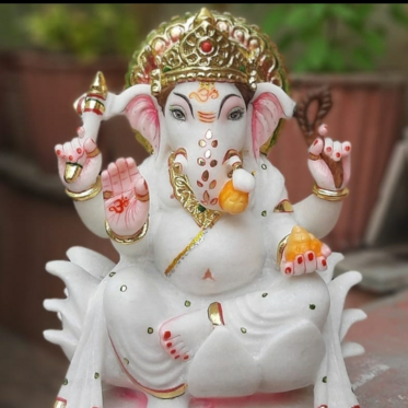 Vighnaharta Ganesha Marble Statue