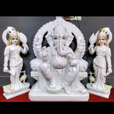 Ganesh Ji Marble Murti – Hand-Carved White Marble Ganesh Statue for Home & Temple