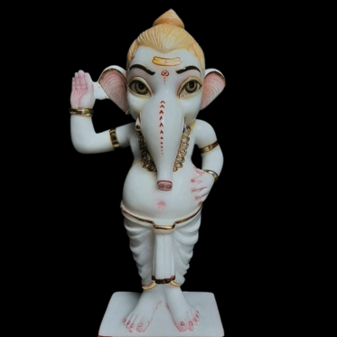 Handmade Marble Ganesha Idol – Religious Décor