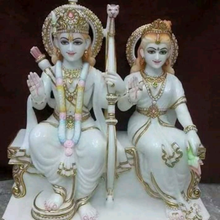 Handcrafted Makrana Marble Ram Sita Murti for Home Temple