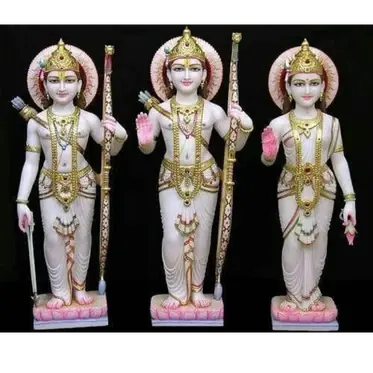 Handmade Ram Darbar marble moorti with Lord Ram, Sita, Lakshman 