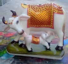 Marble Cow and Calf Statue for Home