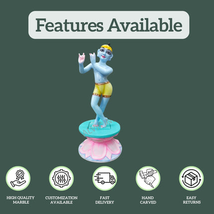 ISKCON Krishna Idol online with Gold Foil Ornaments