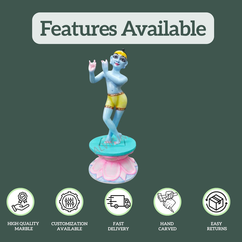 ISKCON Krishna Idol online with Gold Foil Ornaments