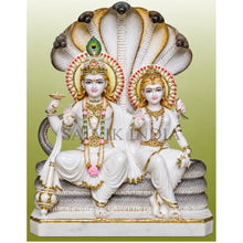 Marble Vishnu Laxmi Statue- Handcrafted Laxmi Narayan Idol