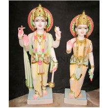 White Marble Laxmi Narayan Statue – Elegant Handcrafted Temple Idol
