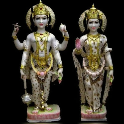 Marble Laxminarayan Murti – Handcrafted Lakshmi Narayan Idol for Home