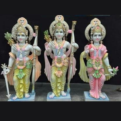 Handmade Marble Ram Darbar Statue – Premium Marble Idol for Temple Decoration