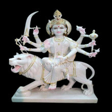 Handcrafted Maa Sherawali Marble Murti for Home Pooja