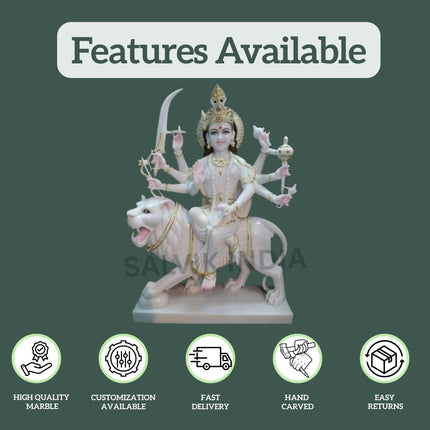 Maa Sherawali Marble Idol for Home Temple