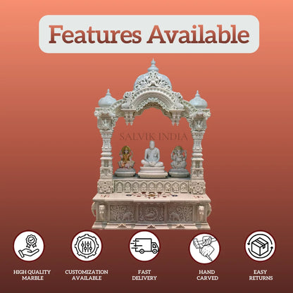 Traditional marble mandir carving detail handcrafted pooja temple design
