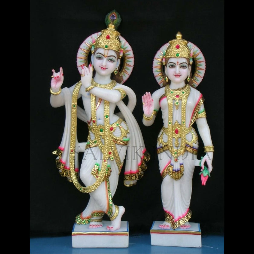 Marble Radha Krishna Moorti – Handcrafted Marble Idol