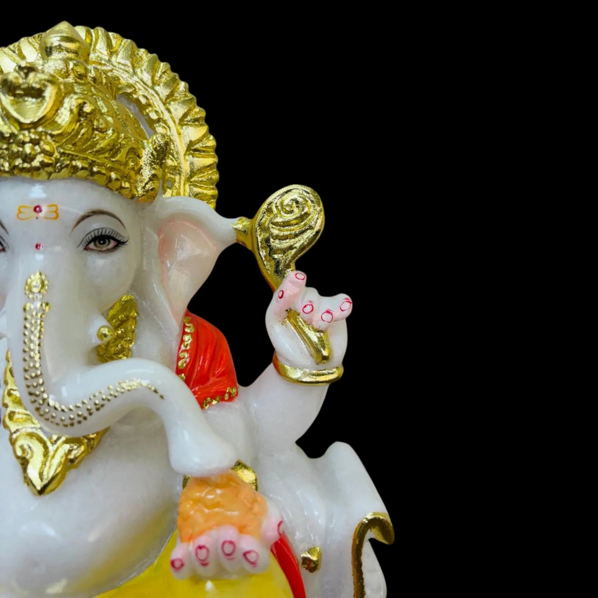 Shree Ganesh murti placed in home temple setup small size