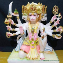 Five-Faced Hanuman Marble Statue – Sacred Hindu Idol