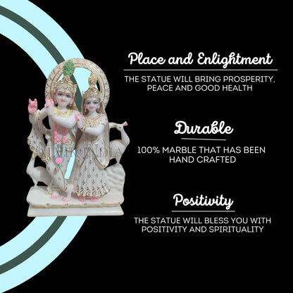 Radha Krishna Marble Statue - Handcrafted by artisans