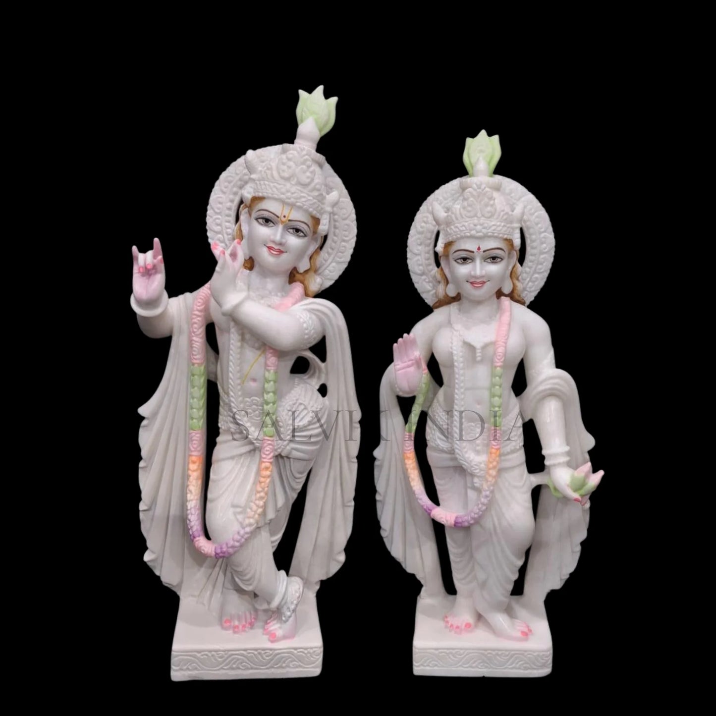 Handcrafted Radha Krishna Murti in Makrana Marble for home temple