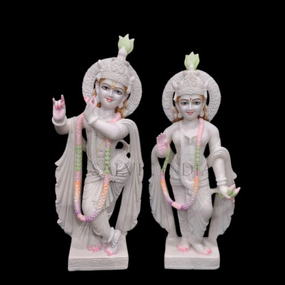Handcrafted Radha Krishna Murti in Makrana Marble for home temple