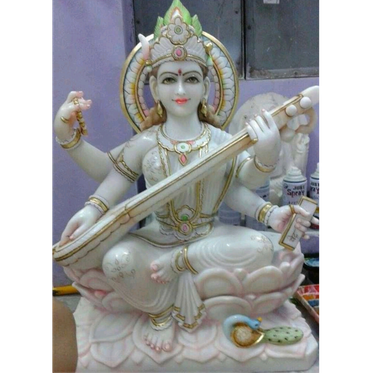 The Goddess of Wisdom – Saraswati Marble Murti