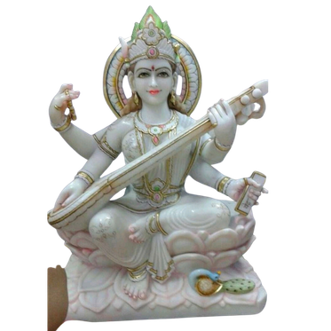 The Goddess of Wisdom – Saraswati Marble Murti
