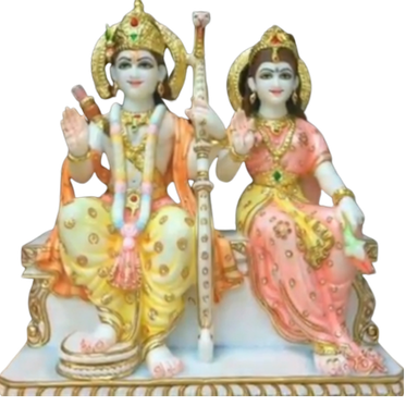 Sitting Ram Sita marble statue handcrafted in Makrana marble