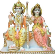 Sitting Ram Sita marble statue handcrafted in Makrana marble