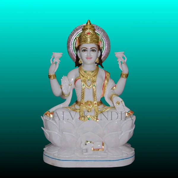 Makrana White Marble Lakshmi Murti – Handcrafted Laxmi Idol