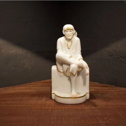 Sai Baba Marble Statue – Handcrafted White Marble Idol