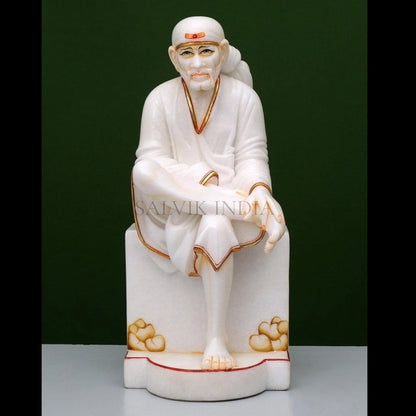 Sai Baba Marble Statue for Home – Handcrafted White Marble Murti