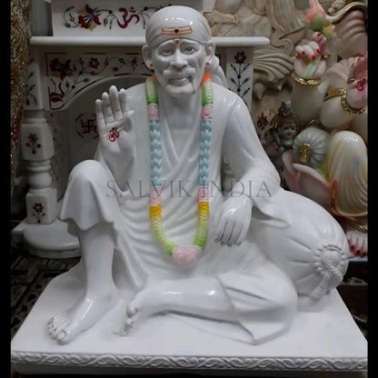 Sai Baba Statue 2 Feet  – Handcrafted White Marble Idol for Home & Temple