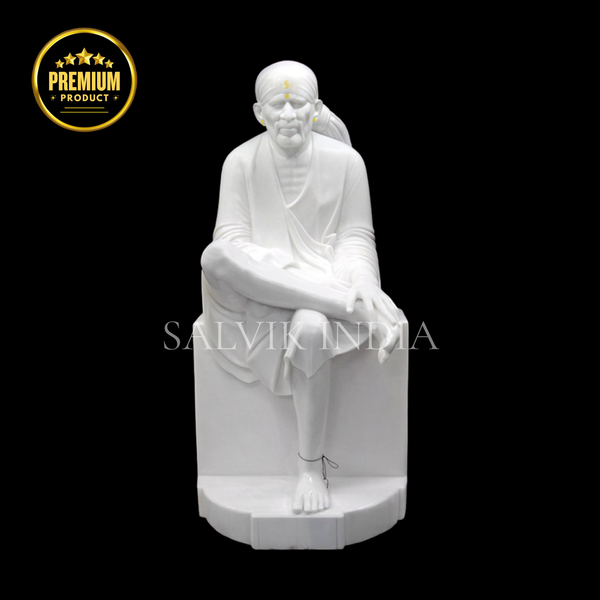 Sai Baba Marble Murti – Handcrafted White Marble Idol for Home & Temple