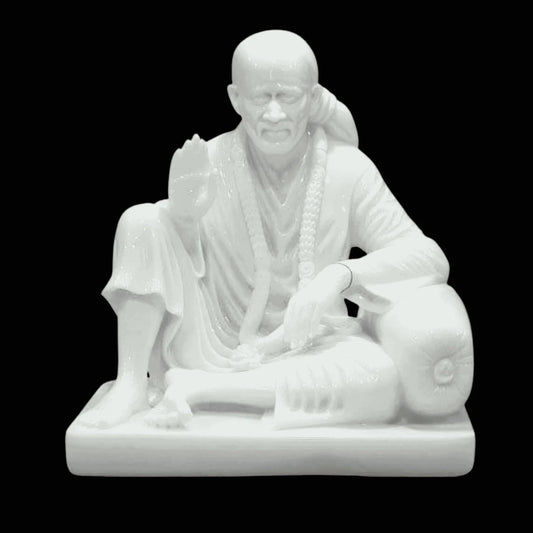 Sai Baba Idol Marble – Handcrafted White Marble Murti for Home & Temple