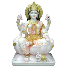Handcrafted white marble Saraswati idol with detailed carving