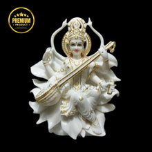 Premium Saraswati marble statue in handmade white marble