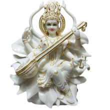Premium Saraswati marble statue in handmade white marble