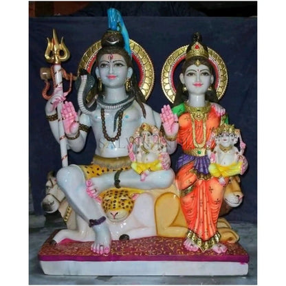 Marble Gauri Shankar Ganesh Statue – Handcrafted Marble Murti