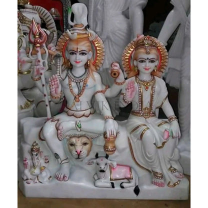 Shiv Parvati Marble Sculpture – Handcrafted Shiva Parvati Statue