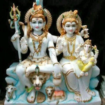 Temple Marble Shiv Parivar Statue – Handcrafted Shiva Family Idol